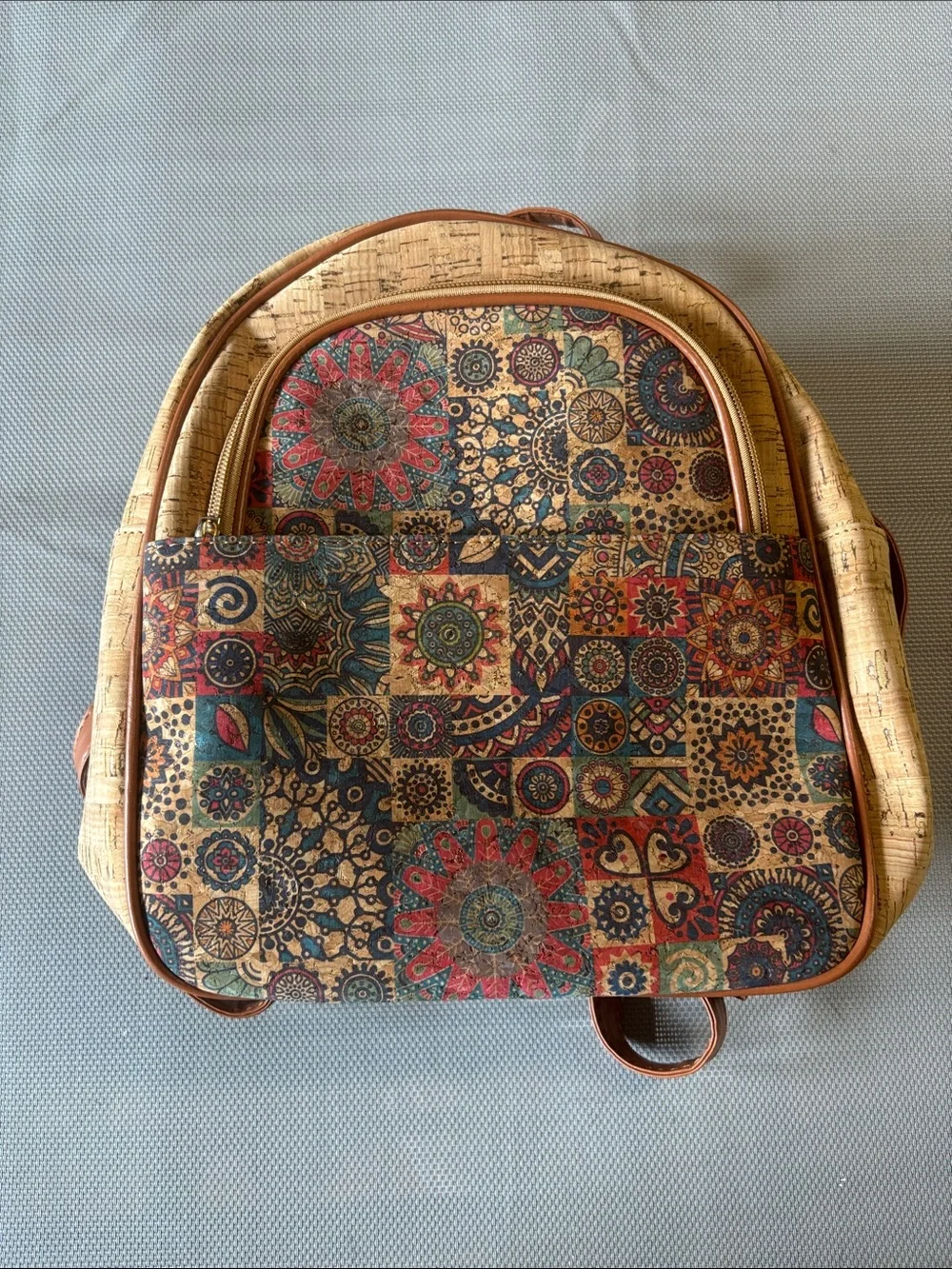 Mandala Patchwork Cork Backpack - Multicolor